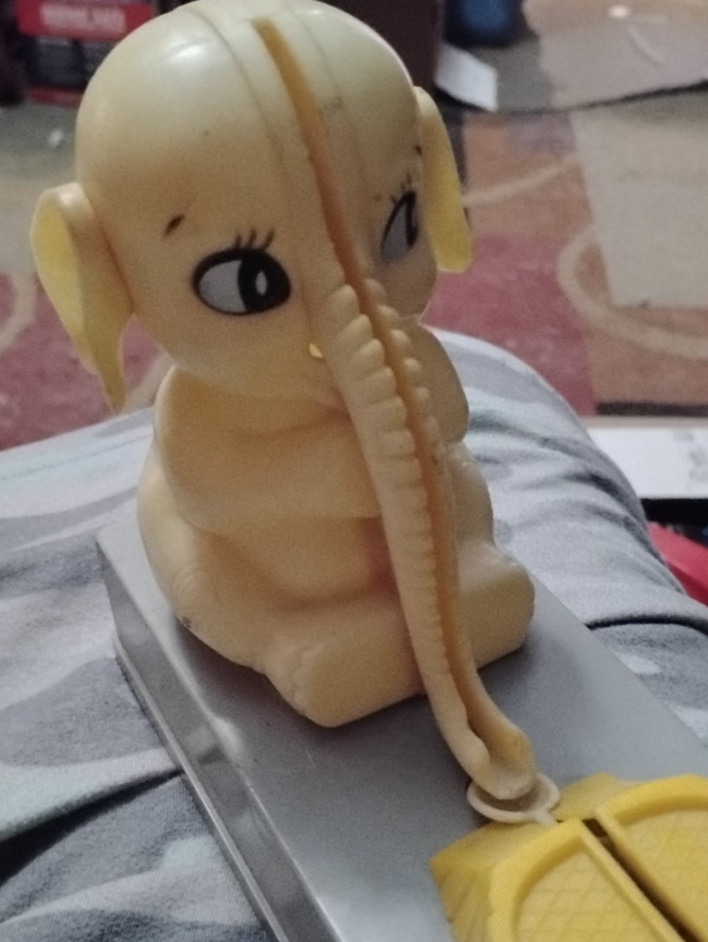 Vintage Yellow Elephant Figurine Bank